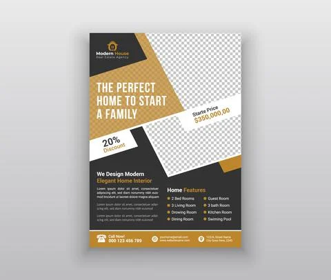 Real estate agency flayer template Stock Illustration