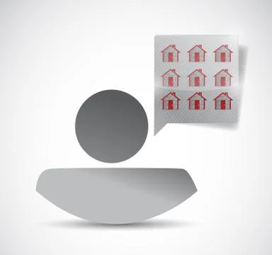 Real estate agent and message bubble. illustration イラスト素材