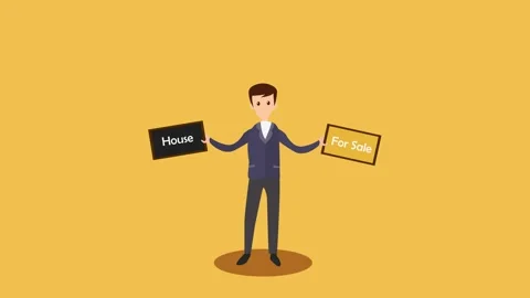 Real estate agent animation doing multitask Stock Footage 136870460