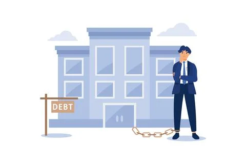 A real estate agent holding the document for the for sale house. Vector flat  Stock Illustration
