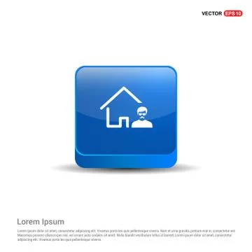 Real Estate Agent Icon  - 3d Blue Button Stock Illustration