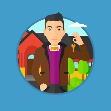 Real estate agent with key. Stock Illustration