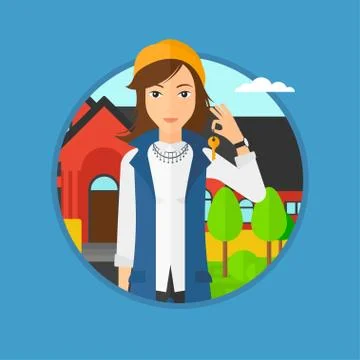 Real estate agent with key. Stock Illustration