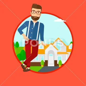 Real estate agent offering house. Stock Illustration