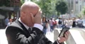 Real Estate Agent Serious Disturbed Read Bad News Accessing Tablet Application 4k or 4k+ Resolution