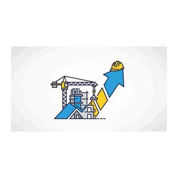 Real estate and building development growth chart icon vector Ilustración de archivo