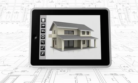 Real estate and computer 스톡 일러스트