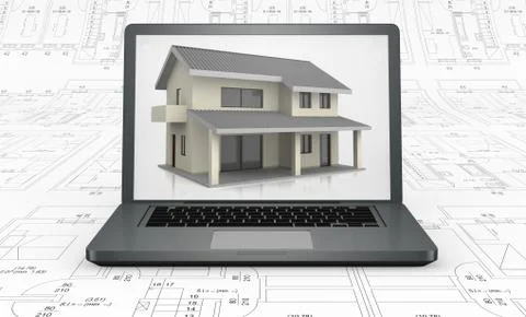 Real estate and computer Stock Illustration
