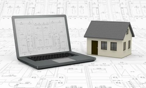 Real estate and computer Stock Illustration