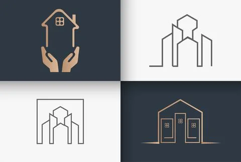 Real Estate And Construction Logo Set Stock Illustration