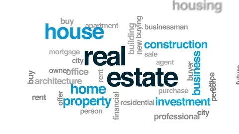 Real estate animated word cloud, text design animation. Stock Footage 74507324