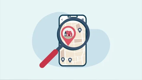 Real estate app on smartphone screen with map and location pin showing hous.. Stock Footage 334531177