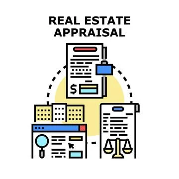 Real estate appraisal process concept with financial documents Stock Illustration