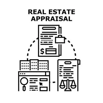 Real estate appraisal process concept with financial documents Stock Illustration