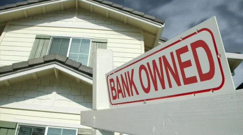 Real Estate Bank Owned Sign Stock Footage