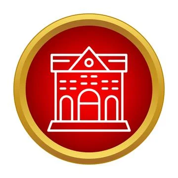 Real estate building icon button for web Stock Illustration