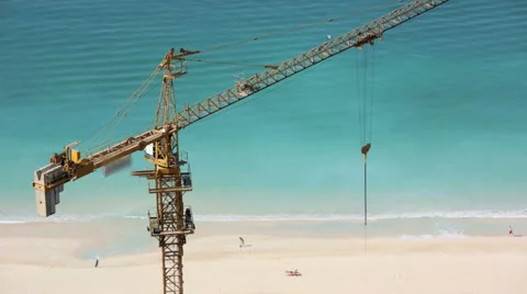 Real estate business building development crane beachfront UAE tourist tourism Stock Footage 44796760