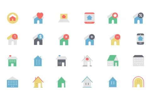 Real Estate Colored Vector Set Stock Illustration