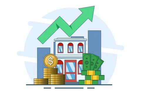 Real estate concept and stack of coins. saving money for a house. Stock Illustration