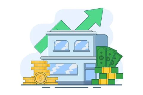 Real estate concept and stack of coins. saving money for a house. Stock Illustration