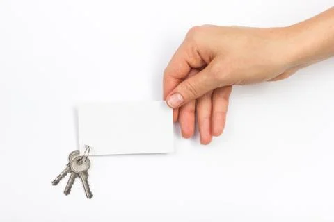 Real Estate Concept.  Paper house figure and blank business card Stock Photos
