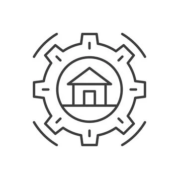Real estate construction architecture technology thin line art icon vector il Stock Illustration