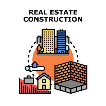 Real estate construction developing investment property building process Stock Illustration