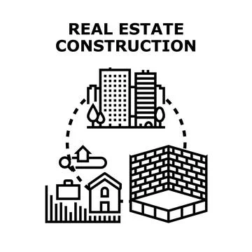 Real estate construction developing investment property building process Stock Illustration