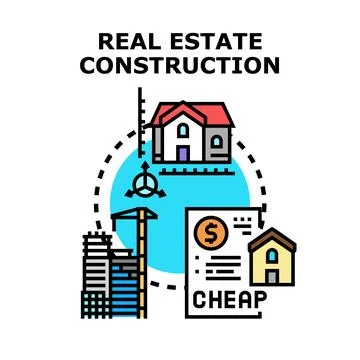 Real estate construction managing building and pricing Ilustración de archivo