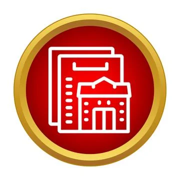 Real estate contract document icon with house Stock Illustration
