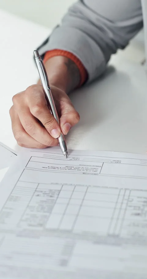 Real estate, contract or hands in office with sign, title deed or info documents Stock Footage 319011054
