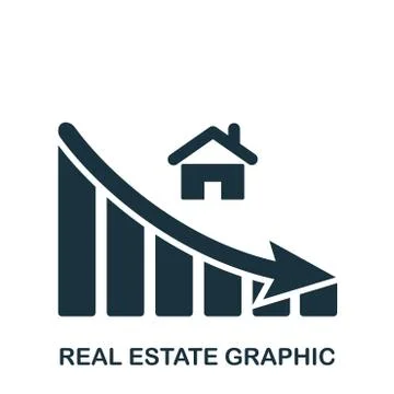 Real Estate Decrease Graphic icon. Mobile app, printing, web site icon. Simple Stock Illustration