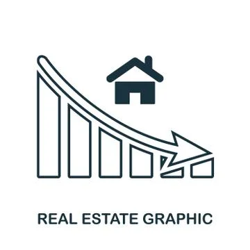 Real Estate Decrease Graphic icon. Mobile app, printing, web site icon. Simple Stock Illustration