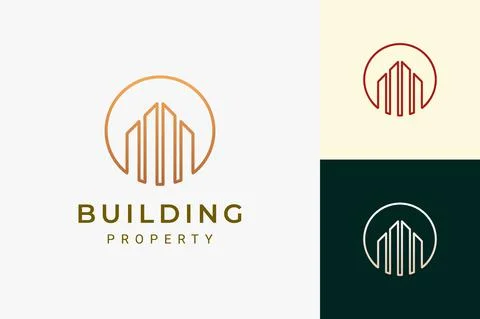 Real estate developer or property logo in luxury and futuristic shape Stock Illustration