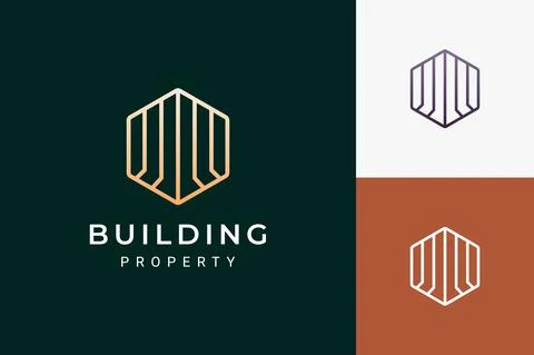 Real estate developer or property logo in luxury and futuristic shape Stock Illustration