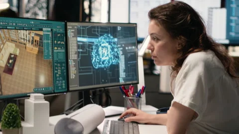 Real estate developer uses advanced AI and neural network technology Stock Footage 316795793