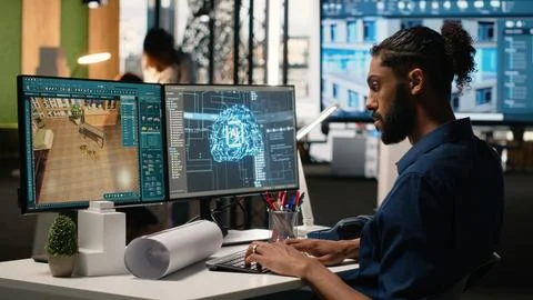 Real estate developer works with artificial intelligence and interior design 写真素材