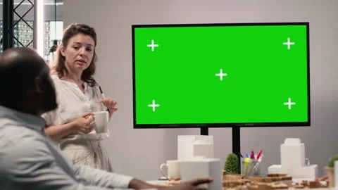 Real estate developers use green screen and architectural blueprints Stock Footage 316793827
