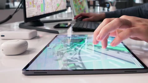 Real Estate Engineer Uses GIS Software For Property Valuation Stock Footage 331517264