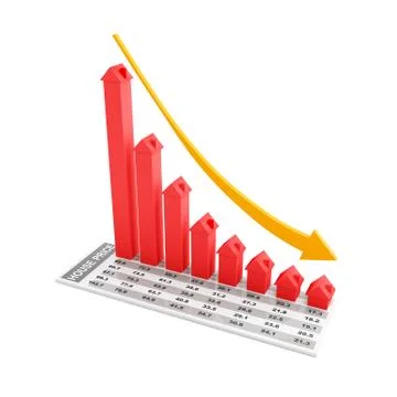 Real estate falling chart, 3d render Stock Illustration