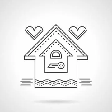 Real estate flat line vector icon. Family house Stock Illustration