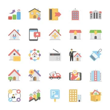 Real Estate Flat Vector Icons Illustrazione stock