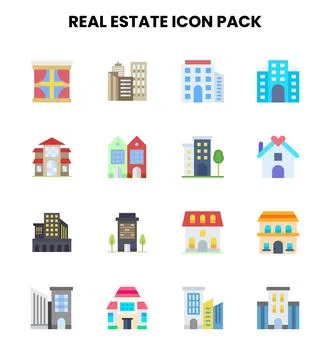 Real Estate Flat Vector Icons Pack Ilustración de archivo