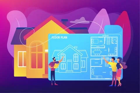 Real estate floor plan concept vector illustration Stock Illustration