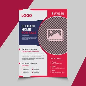 Real estate flyer template design, home sale flyer template design in vector Stock Illustration