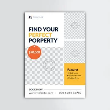 Real estate flyer vector template design Stock Illustration