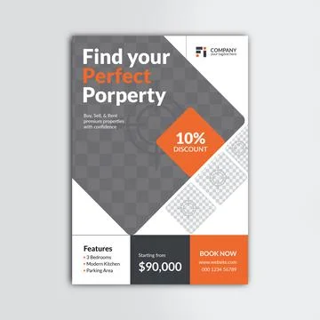 Real estate flyer vector template design Stock Illustration