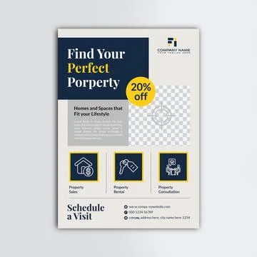 Real estate flyer vector template design Stock Illustration