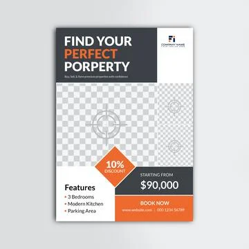 Real estate flyer vector template design Stock Illustration