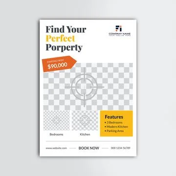 Real estate flyer vector template design Stock Illustration